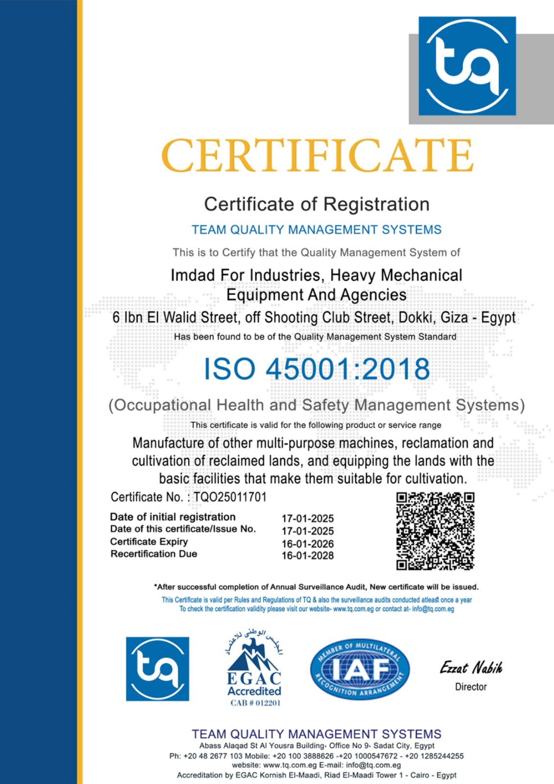 ISO 45001 Certificate