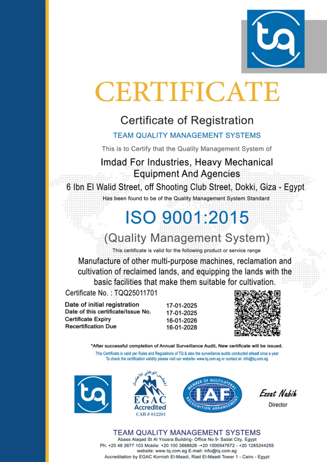 ISO 9001 Certificate